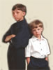 Portrait of two young boys with  serious expression